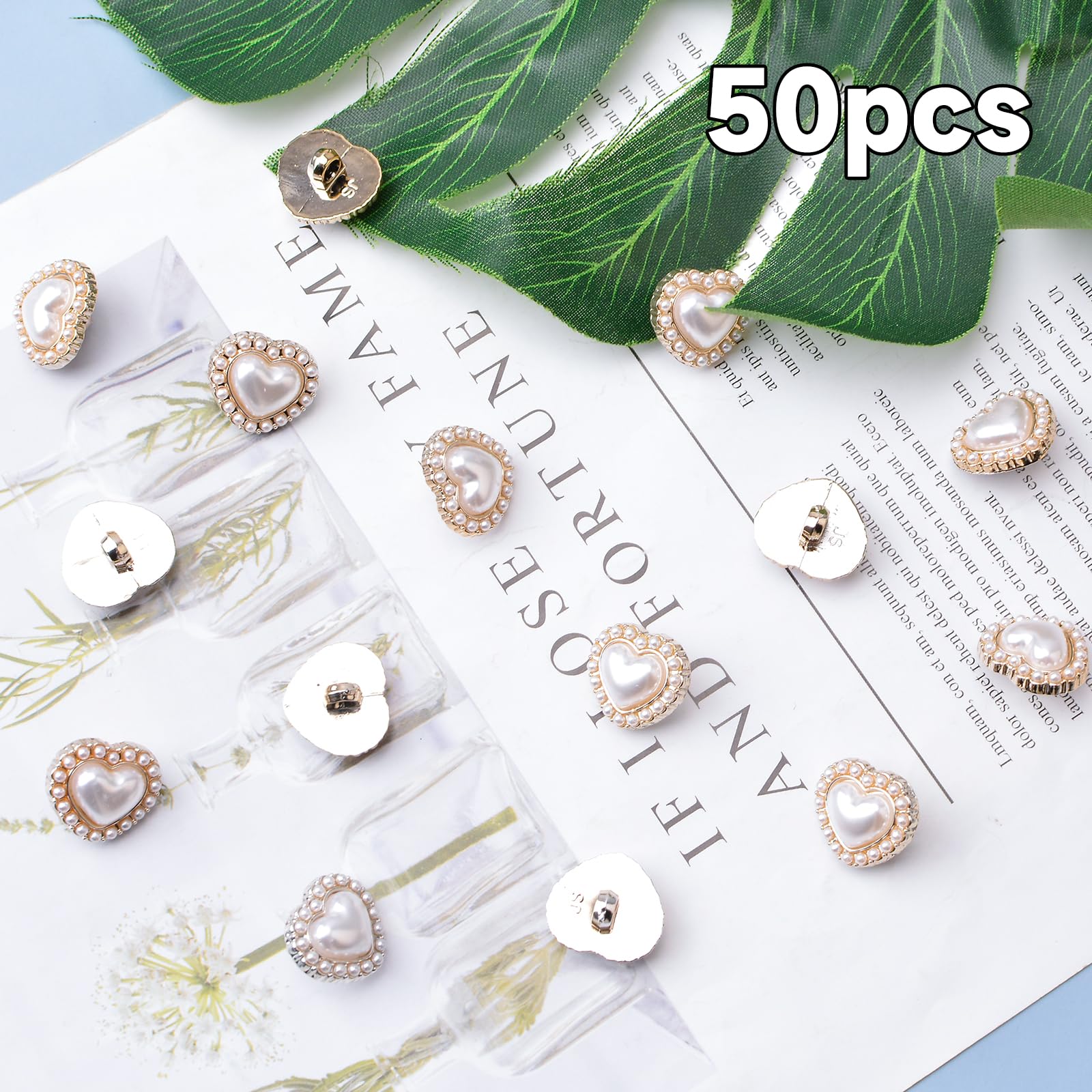 Amazon.com: URROMA 50pcs Faux Pearl Buttons, Heart Shaped Retro